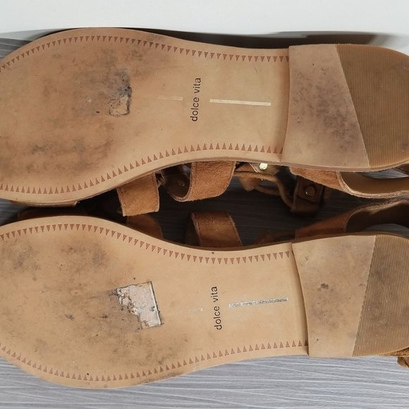 Dolce Vita Jasmyn Lace Up Gladiator Sandal, Cognac Suede, Womens Size 7.5 M - Picture 11 of 12